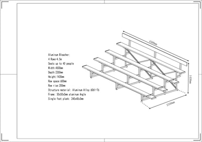 4-Tier Grandstand 4.5m Single Step